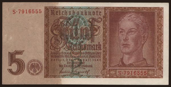 Németország, Reichsbank (1924-1945): 5 Reichsmark, 1942