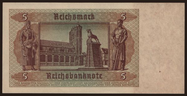 Nemecko, Reichsbank (1924-1945): 5 Reichsmark, 1942