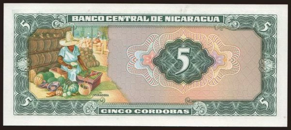 Amerika, Nicaragua: 5 cordobas, 1972