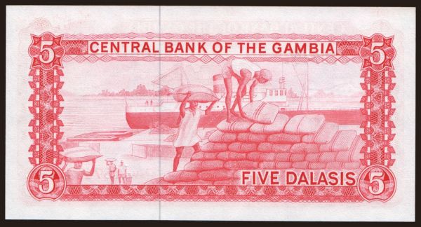 Afrika, Gambia: 5 dalasis, 1972