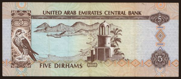 Asia, United Arab Emirates: 5 dirhams, 2000