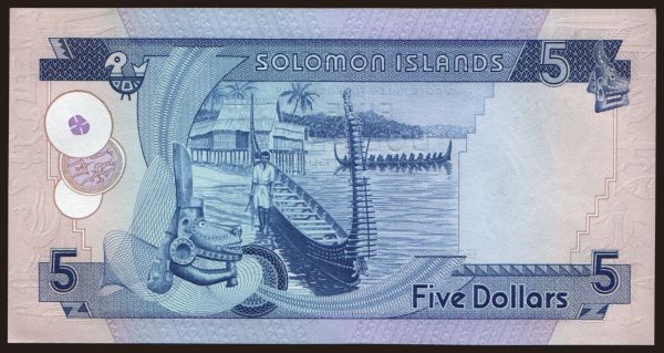 Australia and Oceania, Solomon Islands: 5 dollars, 1977