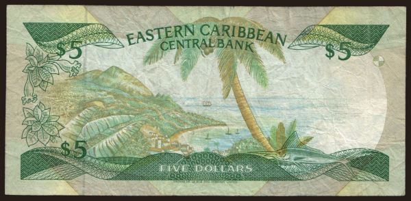 America, East Caribbean States: 5 dollars, 1988