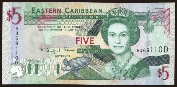 Amerika, East Caribbean States: 5 dollars, 1994, (Dominica)