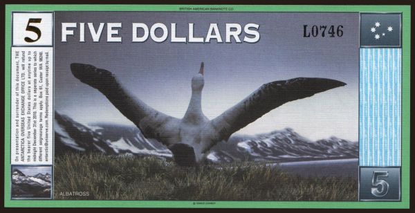 Australia and Oceania, Antarctica: 5 dollars, 2001