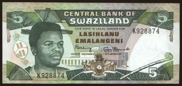 Afrika, Swaziland: 5 emalangeni, 1994