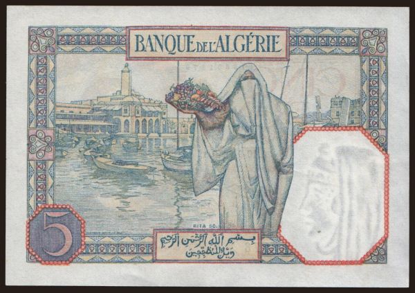 Afrika, Algéria: 5 francs, 1940