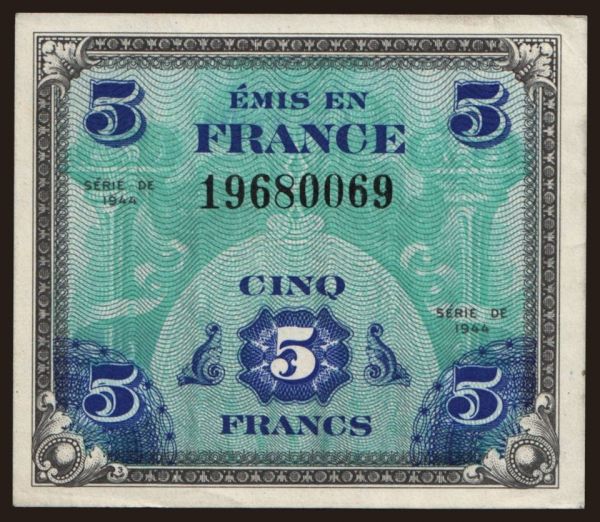 Europe, France, France - General issues -1959: 5 francs, 1944