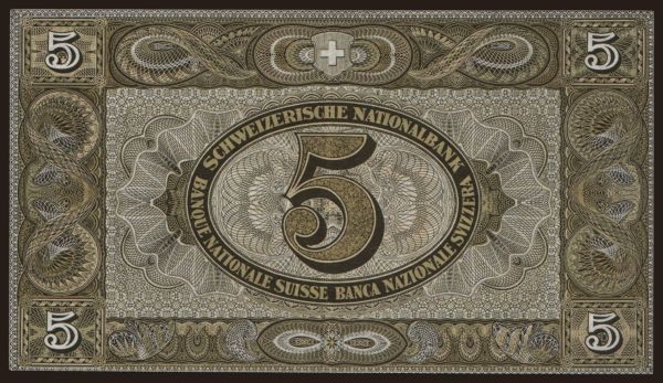 Európa, Švajčiarsko: 5 francs, 1947