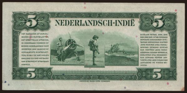 Ázsia, Holland Kelet-India: 5 gulden, 1943