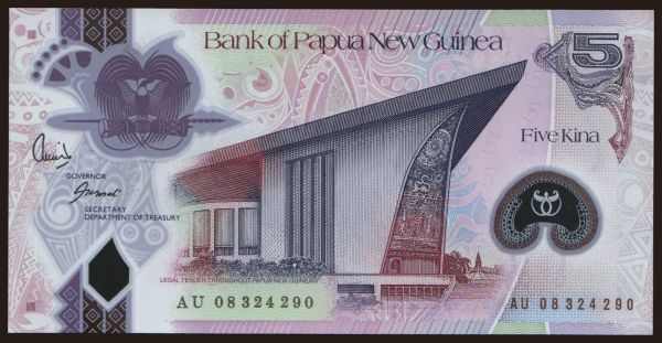 Austrália a Oceánia, Papua Nová Guinea: 5 kina, 2008