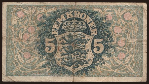 Európa, Dánia, Dánia - Állami kiadások: 5 kroner, 1917