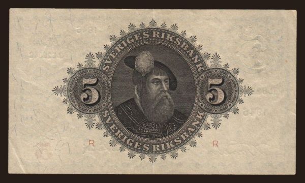 Európa, Švédsko: 5 kronor, 1945