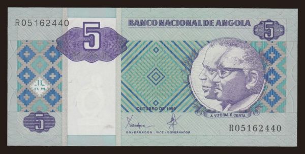 Africa, Angola: 5 kwanzas, 1999