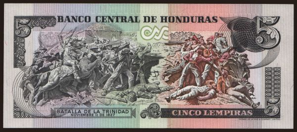 America, Honduras: 5 lempiras, 1980