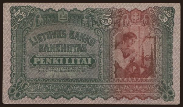 Europe, Lithuania: 5 litai, 1922