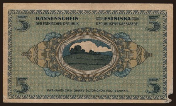 Europe, Estonia: 5 marka, 1919