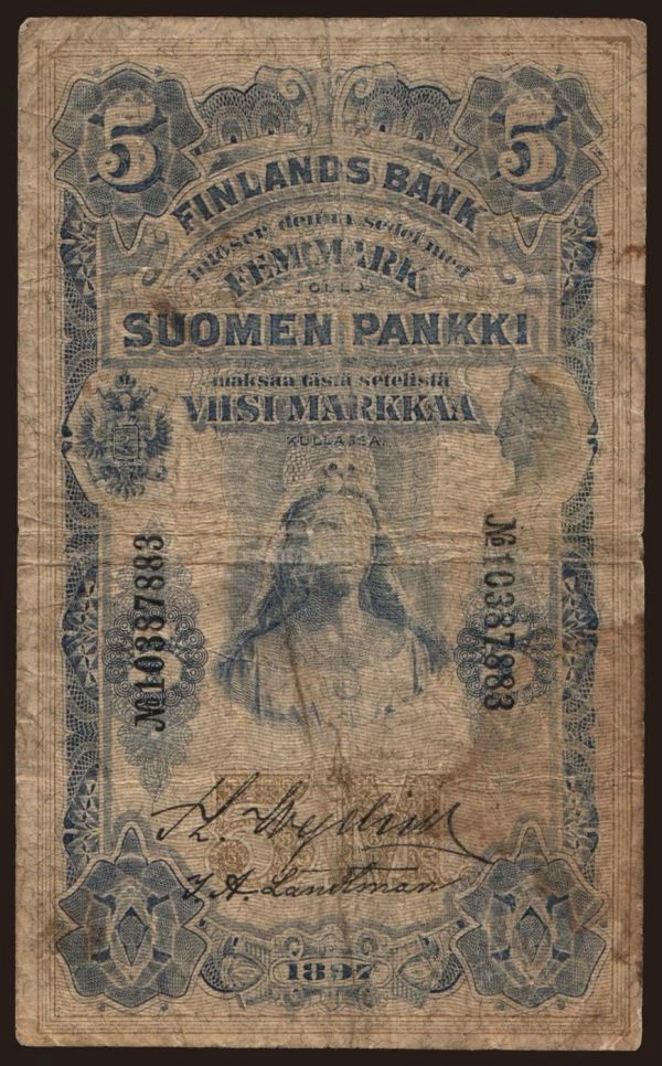 Európa, Fínsko: 5 markkaa, 1897