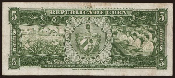 America, Cuba: 5 pesos, 1960