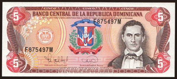 America, Dominican Republic: 5 pesos, 1995