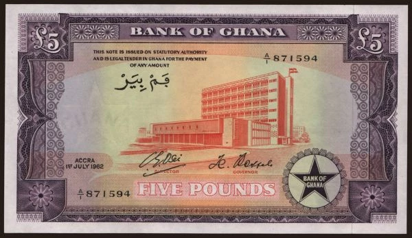 Afrika, Ghana: 5 pounds, 1962