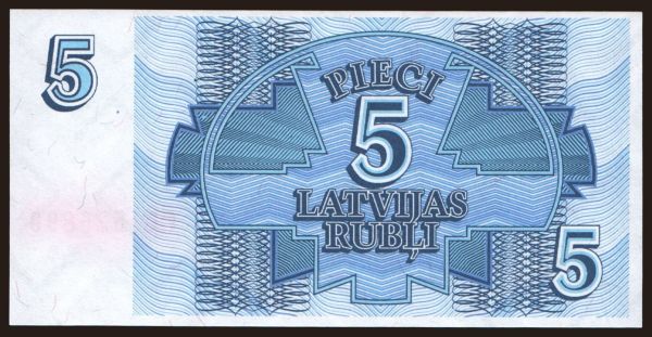 Európa, Lettország: 5 rubli, 1992