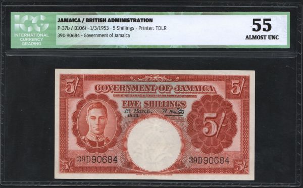 Amerika, Jamaika: 5 shillings, 1953