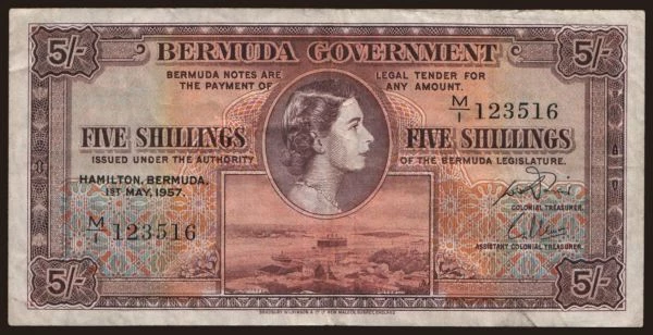 Amerika, Bermudy: 5 shillings, 1957