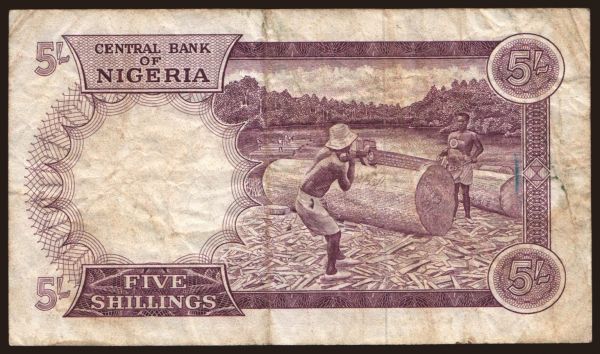 Africa, Nigeria: 5 shillings, 1967