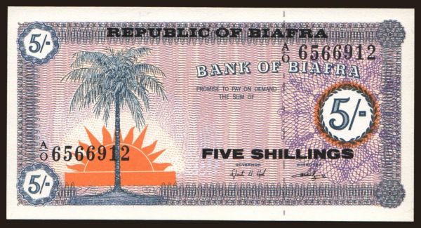 Afrika, Biafra: 5 shillings, 1967