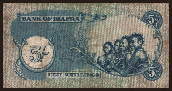 Afrika, Biafra: 5 shillings, 1968