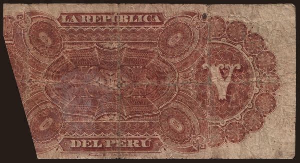 America, Peru: 5 soles, 1879