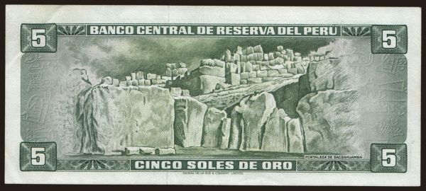 America, Peru: 5 soles, 1973