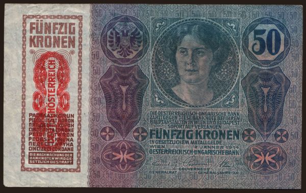 Ausztria és Osztrák-Magyar Monarchia, Kronen (1919-1925): 50 Kronen, 1914(19)