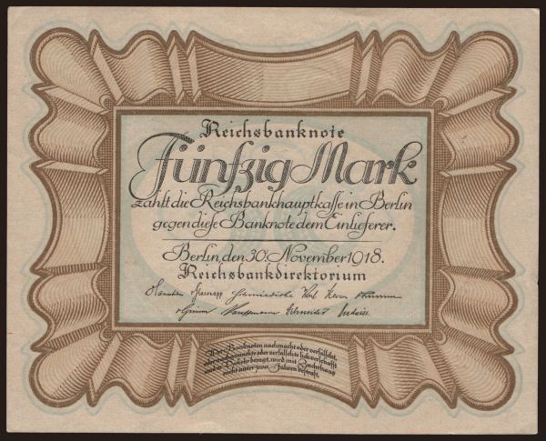 Germany, Great War (1914-1918): 50 Mark, 1918