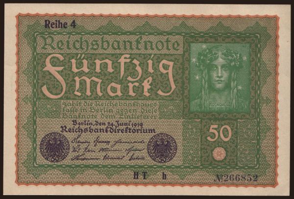 Germany, Inflation (1919-1921): 50 Mark, 1919