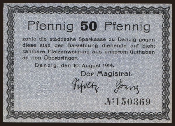 Európa, Danzig: 50 Pfennig, 1914