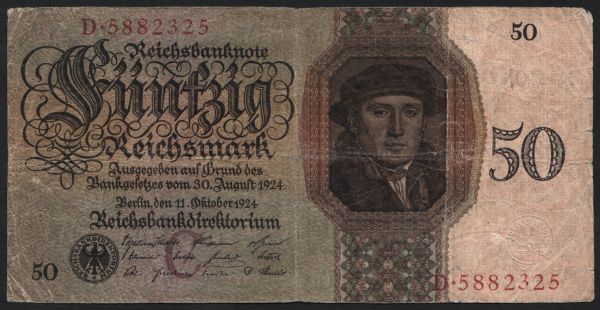 Németország, Reichsbank (1924-1945): 50 Reichsmark, 1924, C/D