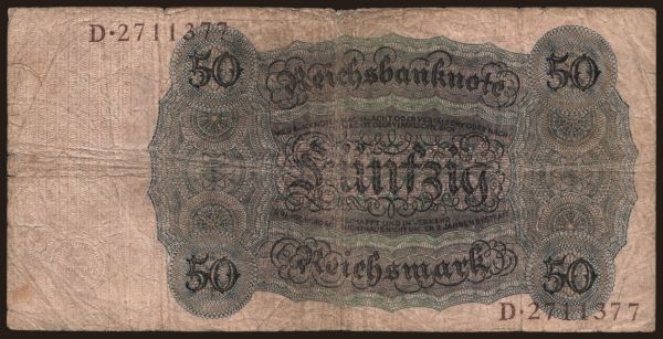 Germany, Reichsbank (1924-1945): 50 Reichsmark, 1924, R/D