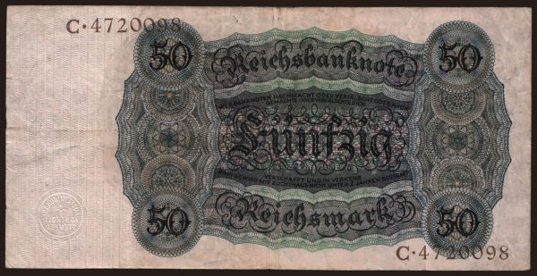 Germany, Reichsbank (1924-1945): 50 Reichsmark, 1924, X/C