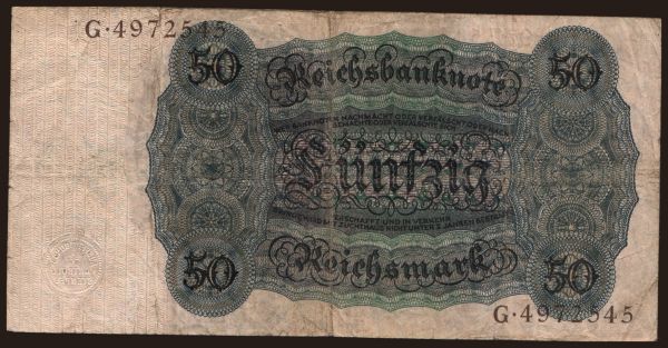 Németország, Reichsbank (1924-1945): 50 Reichsmark, 1924, X/G