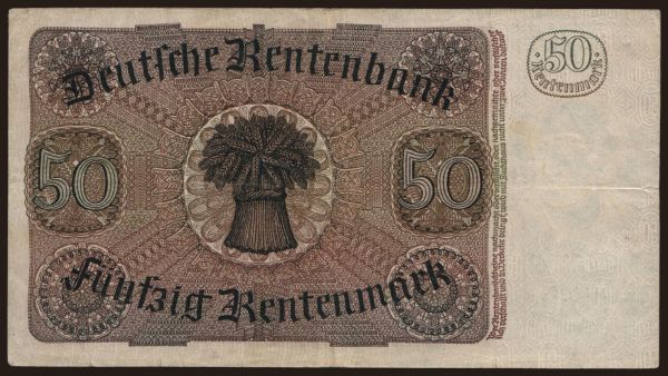 Germany, Reichsbank (1924-1945): 50 Rentenmark, 1934