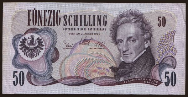 Austria and Austro-Hungary, Schilling (1924-): 50 Schilling, 1970