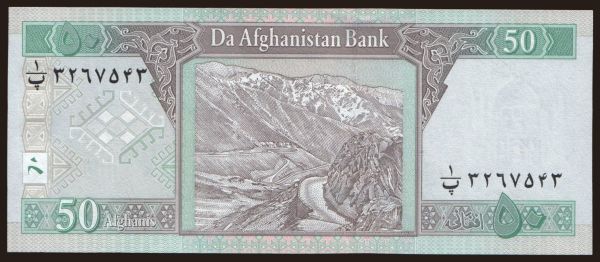 Asia, Afghanistan: 50 afghanis, 2012