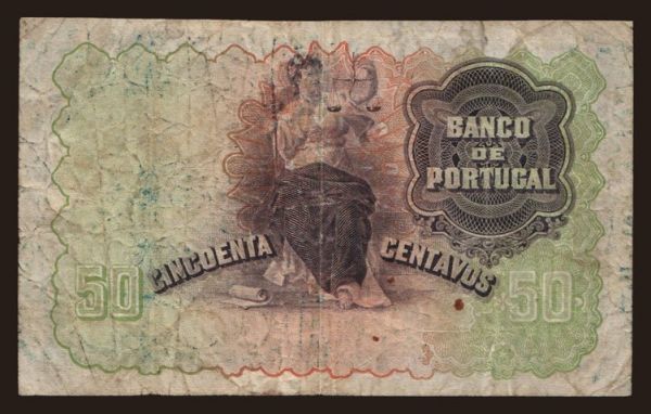 Európa, Portugalsko, Portugalsko - Štátna emisia: 50 centavos, 1920