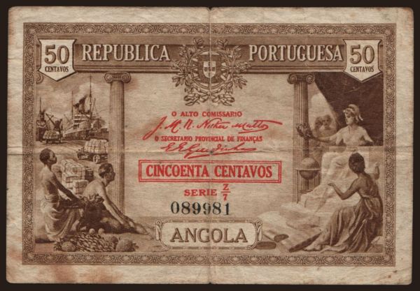 Afrika, Angola: 50 centavos, 1923