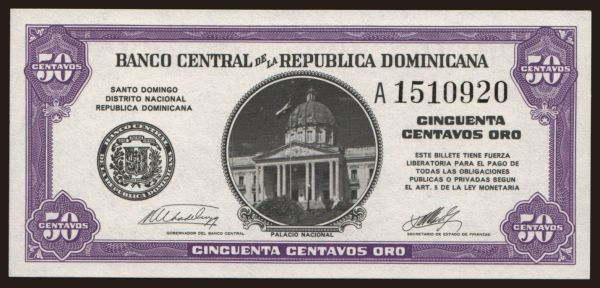 Amerika, Dominikánska republika: 50 centavos, 1961