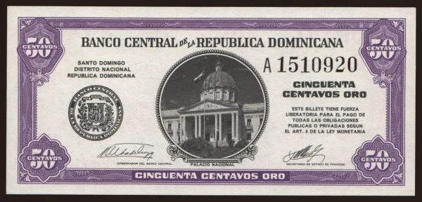 America, Dominican Republic: 50 centavos, 1961