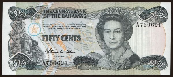 Amerika, Bahamák: 50 cents, 1984