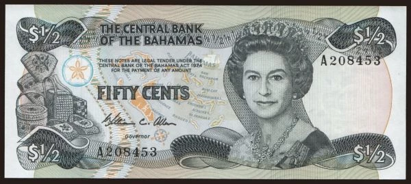 America, Bahamas: 50 cents, 1984